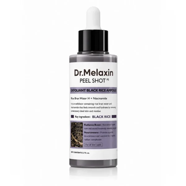 آمپول برنج سیاه دکتر ملاکسین Peel Shot Black Rice Ampoule اصل در فروشگاه دلوان اسکین